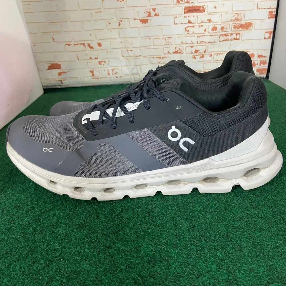 On Cloudrunner Running Shoes Men Size 13 Black Gray Sneakers